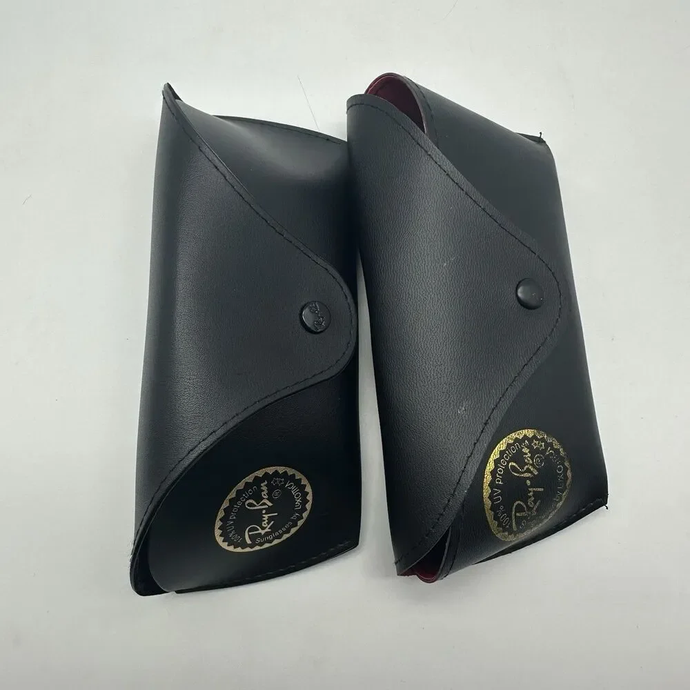 Genuine Ray Ban Sunglasses Case Only Empty Black Faux Leather Snap Replacement